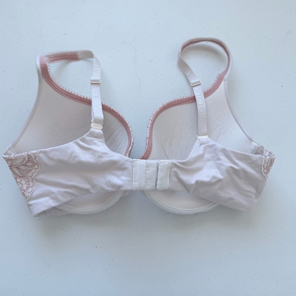Victoria's Secret Pale Pink "Perfect Shape" Bra Lace Accents Size 34D 392860-J9N - Picture 5 of 10